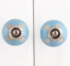 Turquoise Polka Dot Ceramic Wardrobe Knob